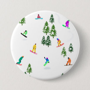 Freeride Snowboarder Snowboarding Illustratie Ronde Button 7,6 Cm