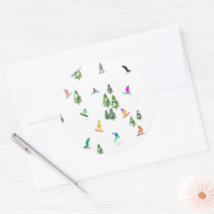 Freeride Snowboarder Snowboarding Illustratie Ronde Sticker