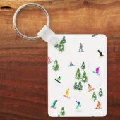 Freeride Snowboarder Snowboarding Illustratie Sleutelhanger (Voorkant)