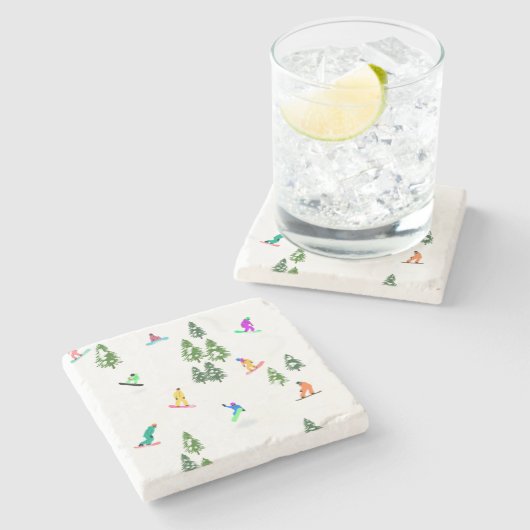 Freeride Snowboarder Snowboarding Illustratie Stenen Onderzetter (Zijkant)