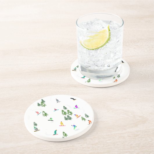 Freeride Snowboarder Snowboarding Illustratie Zandsteen Onderzetter (Zijkant)