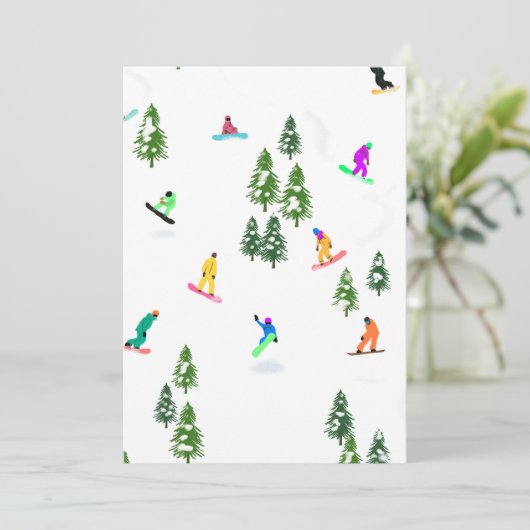 Freeride-snowboarders Snowboarden Xmas Kaart (Staand voorkant)