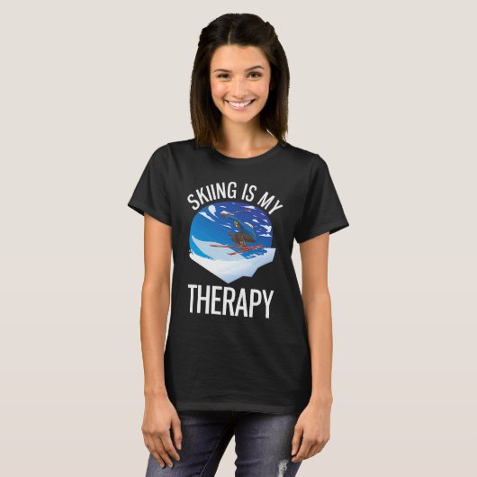 Freeriding Alpine Skiing Is My Therapy T-shirt (Voorkant volledig)