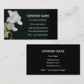 Freesia blanche sur le Carte de visite noir (Devant / Derrière)