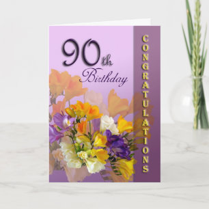 Freesias 90e verjaardag Gefeliciteerd Kaart