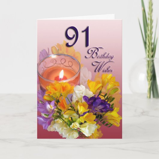 Freesias 91e anniversaire Voeux Carte de voeux (Devant)