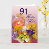 Freesias 91e anniversaire Voeux Carte de voeux (Fleur jaune)