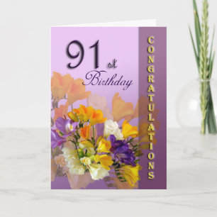 Freesias 91st Birthday Gefeliciteerd Kaart