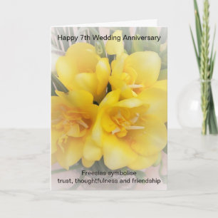 Freesias Carte personnalisée 7e anniversaire Maria