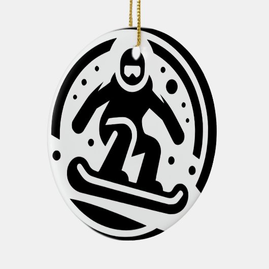 Freestyle Snowboarden Minimalistisch Zwart-wit Keramisch Ornament (Rechts)