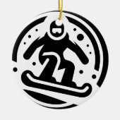 Freestyle Snowboarden Minimalistisch Zwart-wit Keramisch Ornament (Voorkant)