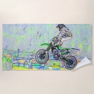 Freestyle Stuntman - Motocross Rider Beach Towel Strandlaken