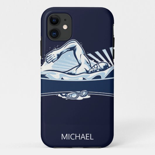 Freestyle Swimmer - Gepersonaliseerde naam | Sport Case-Mate iPhone Case (Achterkant)