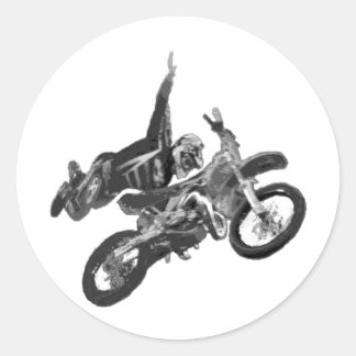 Freestyling met vuilfiets ronde sticker