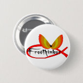 Freethinking vissymbool ronde button 5,7 cm (Voorkant /achterkant)