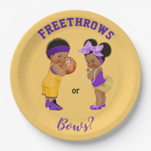 Freethrows of Bows Paars Gold Basketball Boy Girl Papieren Bordje