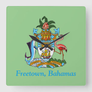 Freetown, Bahama's Marlin & Flamingo (Eleuthera) Vierkante Klok