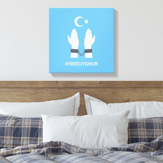 #FREEUYGHUR CANVAS AFDRUK (Insitu (Slaapkamer))