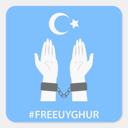 #FREEUYGHUR VIERKANTE STICKER (Voorkant)