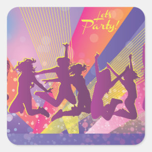 FreeVector-Club-Graphics.ai mensen die dansen spri Vierkante Sticker