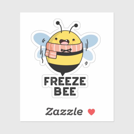 Freeze Bee Funny Insect Bug Pun Sticker (Vel)