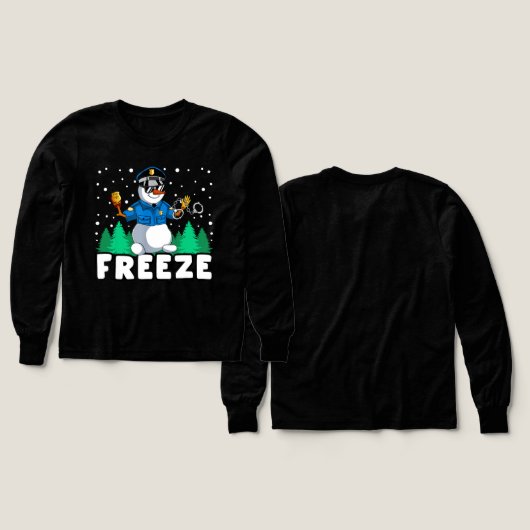 Freeze Snowman Police Kerstmis Pajama Funnt Cop P (Voorkant /achterkant)