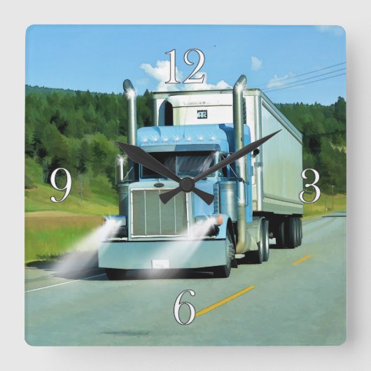 Freezer Truck Drivers Wall Clock Vierkante Klok (Voorkant)