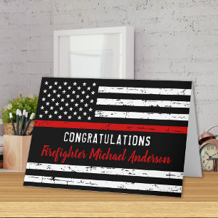 Frefighter Afstuderen Red Line Gefeliciteerd Kaart