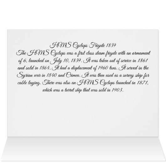 Frégate Cyclope HMS 1839 (Intérieur Horizontal (Haut))