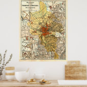  Freiburg im Breisgau Duitsland Map (1911) Poster (Keuken)