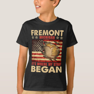 Fremont Michigan vlag van de Verenigde Staten 4 ju T-shirt