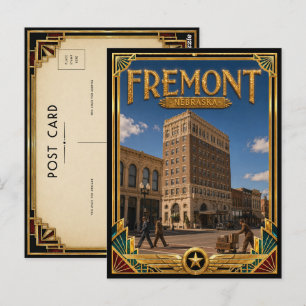 Fremont Nebraska Vintage Art Deco Gouden Tijdperk Briefkaart