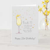 French 75 Cocktail 21e Bonne carte d'anniversaire (Fleur jaune)