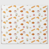 French Bakery Morning Pattern Cadeaupapier (Vlak)