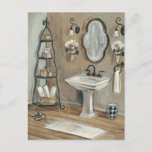 French Bathroom with Mirror and Sink Briefkaart (Voorkant)