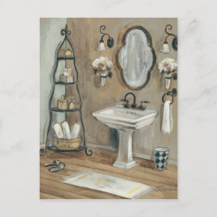 French Bathroom with Mirror and Sink Briefkaart