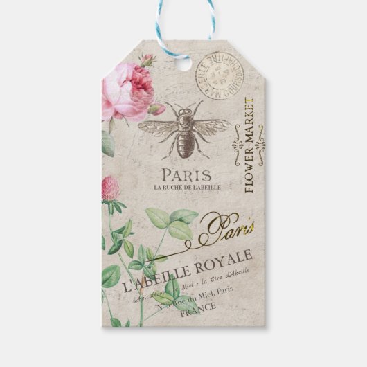 French Bee en Flower Gepersonaliseerde Apiary Honi Cadeaulabel (Voorkant)