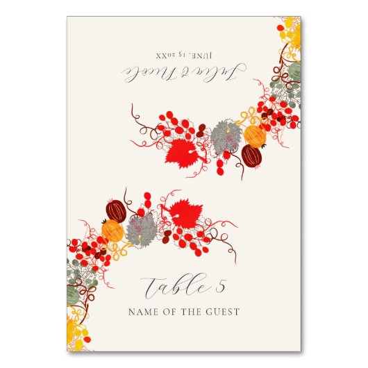 French Berry Grapes Flowers Wedding Place Card Kaart (Voorkant)