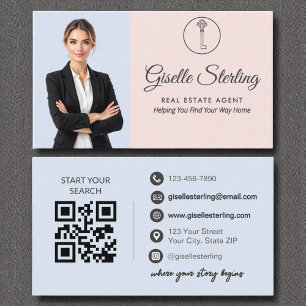 French Blue Blush Foto Makelaar QR Code Visitekaartje