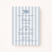 French Blue Bow & Stripes Boy Invitation d'anniver