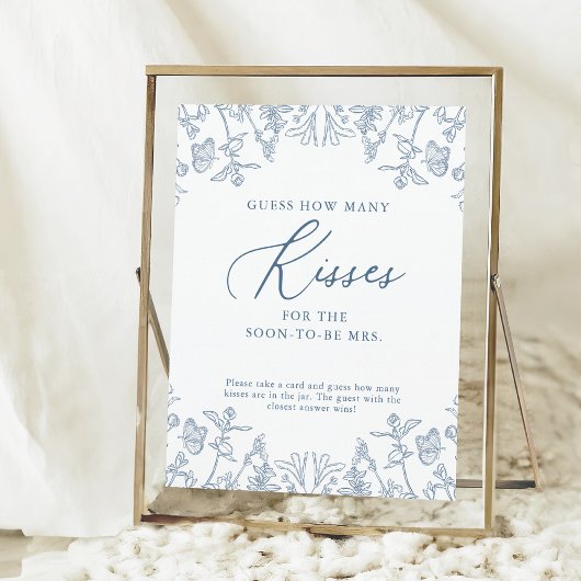 French Blue Chinoiserie Hoeveel kussen spel Poster