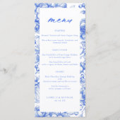 French Blue Chinoiserie Script Wedding Menu (Voorkant)