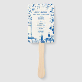French Blue European Garden Wedding Program Handwaaier