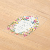 French Blue Floral Crest Bewaar de datum Acryl Uitnodigingen (Laagn)