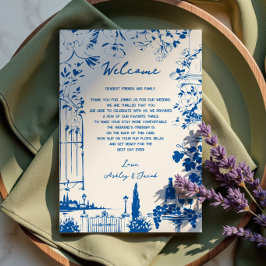 French Blue Pastoral  Wedding Letter and Itinerary Programma