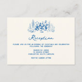 French Blue Whimsical Wedding Reception Informatiekaartje (Voorkant)