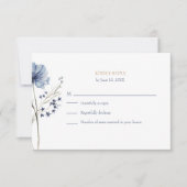 French Blue Wildflower Meadow Wedding RSVP Kaart (Voorkant)