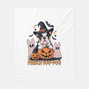 French Boo Dog Cute Frenchie Halloween Ghost Honde Fleece Deken