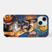 French Buldog Vitrail Halloween Nuit d'automne (Verso Horizontal)