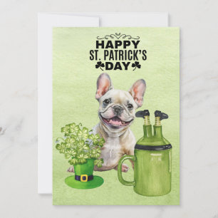 French Bull Dog St. Patrick's Day Pet en bier Feestdagenkaart